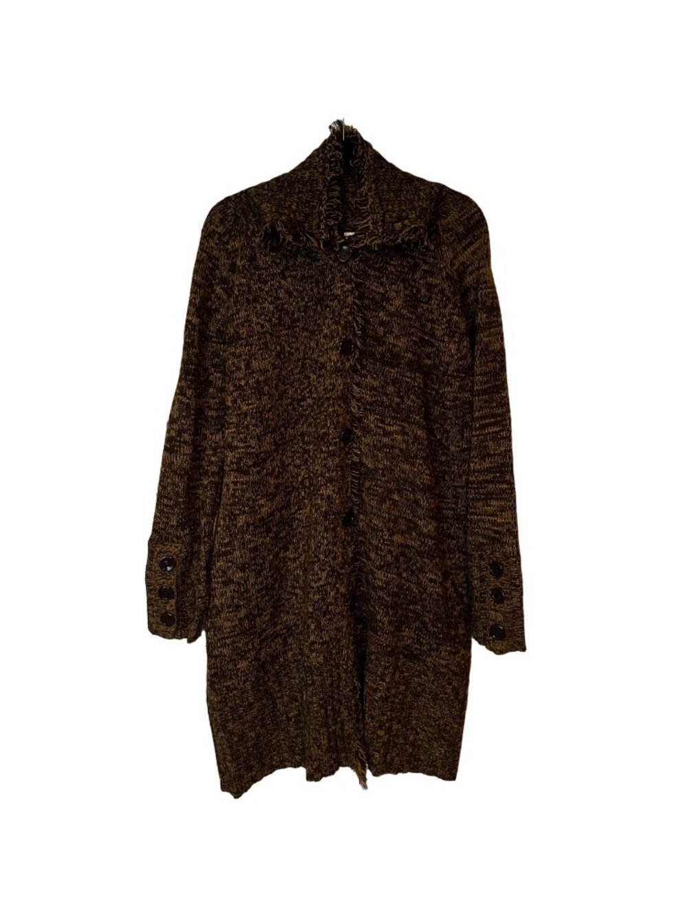 Cardigan Duster Plus Size 18 - 20 Chunky Knit Sweater Brown Raw Edges Cato